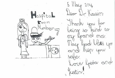 Handwritten patient review for Dr Ashwin Kassan