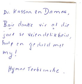 Handwritten patient review for Dr Ashwin Kassan